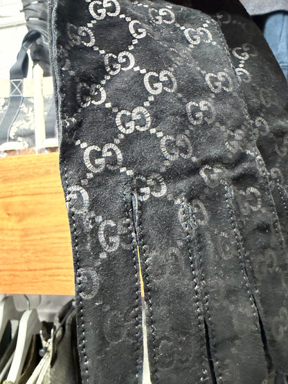 2000s Vintage Gucci Black ‘Guccisima’ Monogram Leather Gloves
