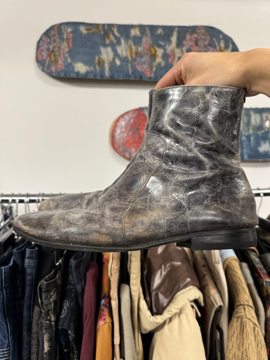 Maison Margiela Grey ‘Paint Distressed’ Side Zip Boots