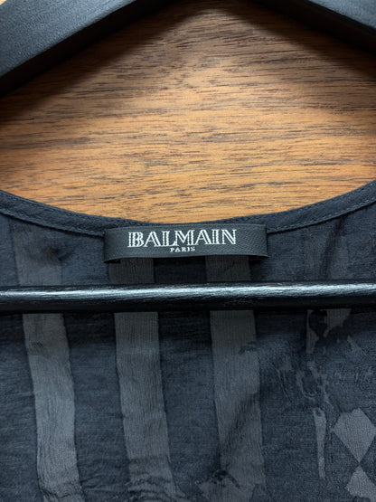 Balmain Semi Sheer Sleeveless ‘Black Flag’ Tank Top