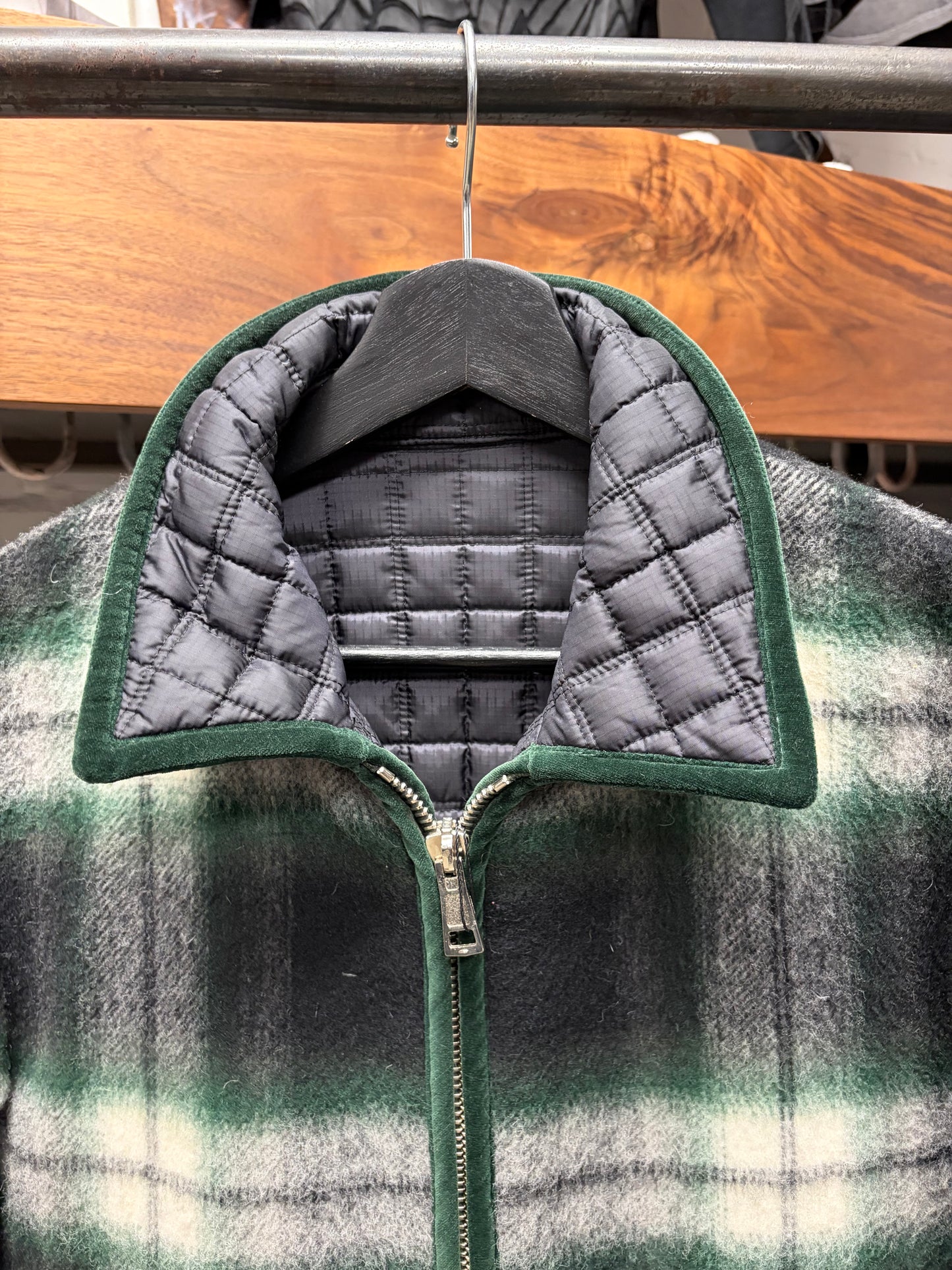 AW2009 Number (N)ine Reversible Wool/Quilted Liner Plaid Collared Jacket