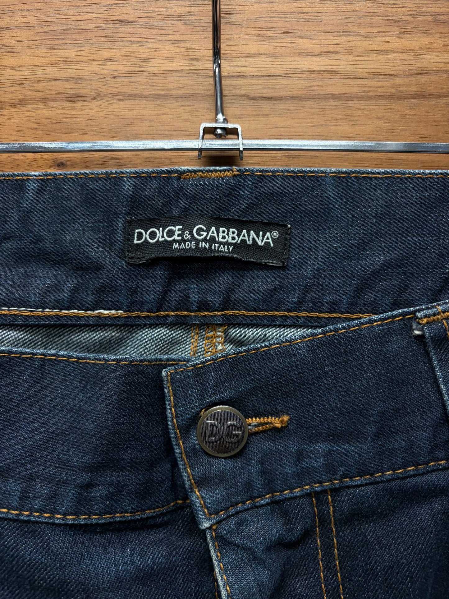 2000s Dolce & Gabbana Raw Washed Blue Bootcut Denim