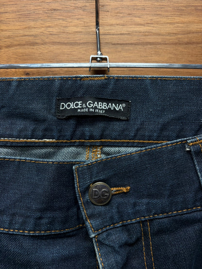 2000s Dolce & Gabbana Raw Washed Blue Bootcut Denim