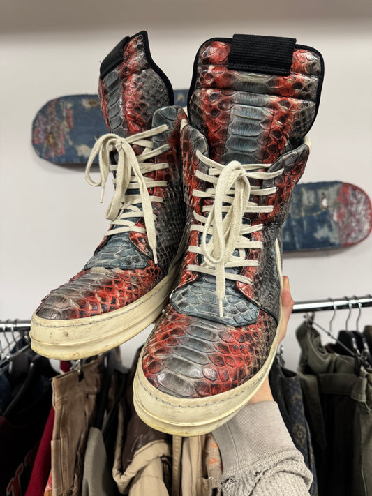 AW2022 Rick Owens Genuine Python Skin ‘Strobe’ Geobaskets