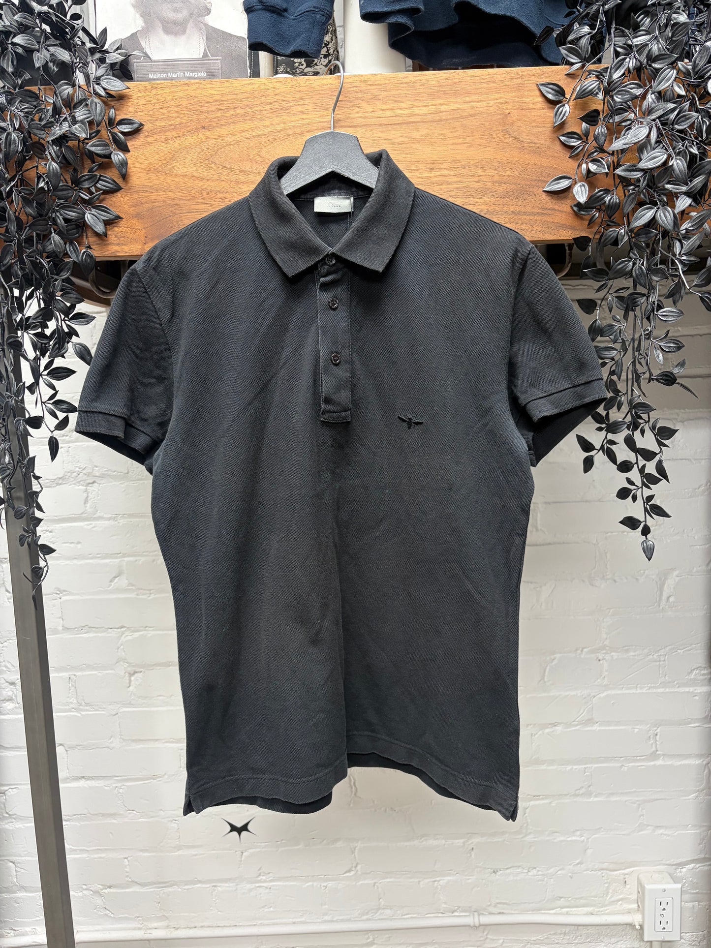 Dior Homme ‘Bee Logo’ Embroidered Black Cotton Polo
