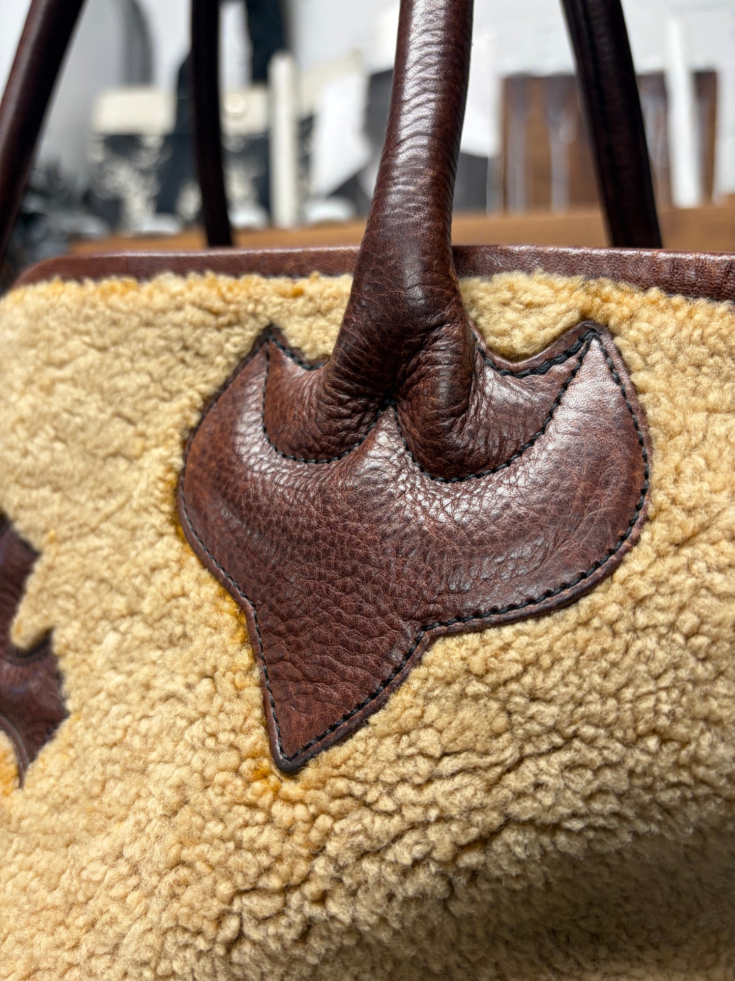 Chrome Hearts Shearling Leather Cross Patch Tote Bag