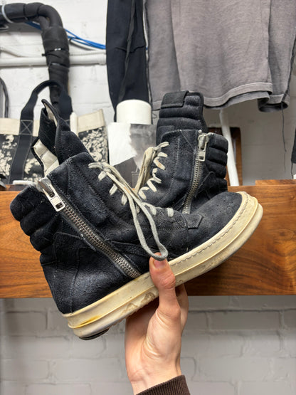Rick Owens Black/Milk Geobasket High Top Sneakers