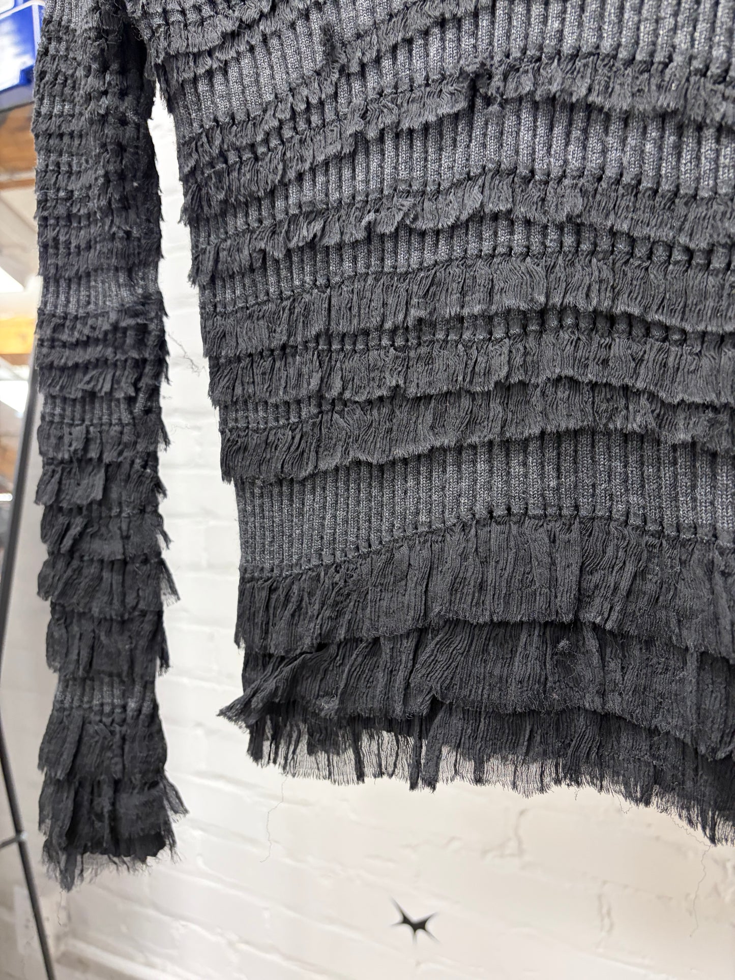 Vintage Jean Paul Gaultier Femme Ribbed Black Mesh Layered Cardigan