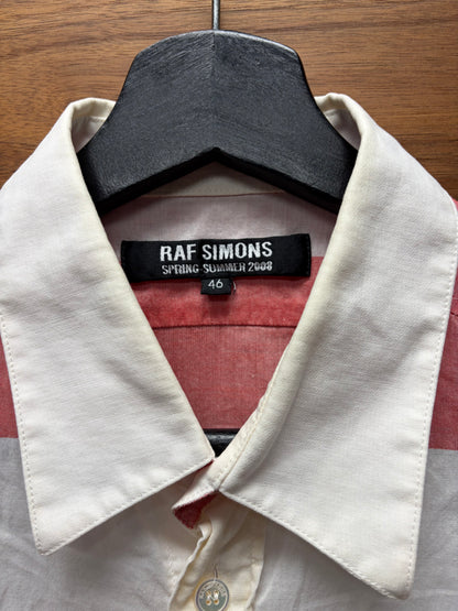 SS2008 Raf Simons Red/White Striped Short Sleeve Shirt