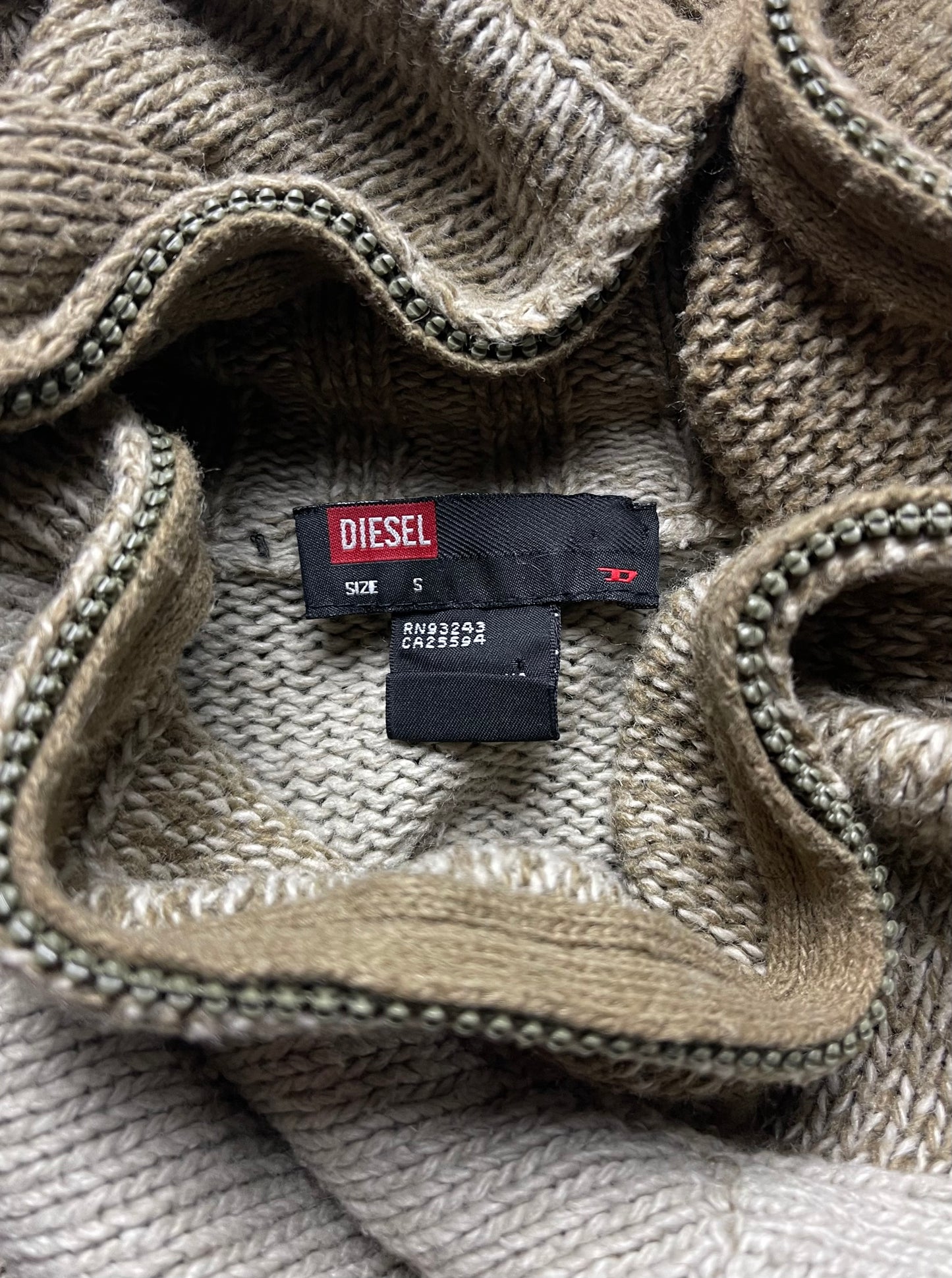 Diesel Faded Brown Zip Up Knit Sweater