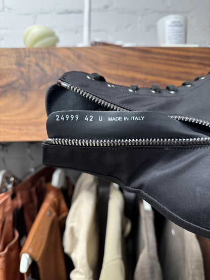 Rick Owens Waxed Nylon ‘Ramones’ Black High Top Sneakers