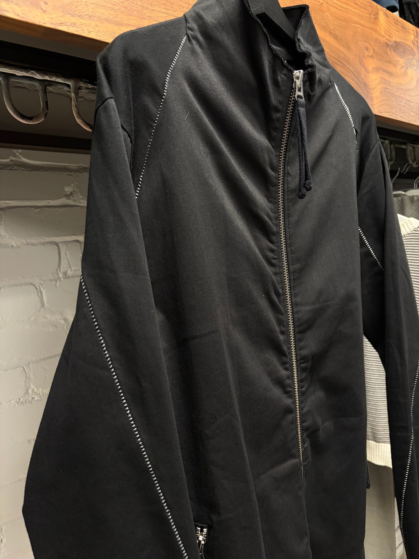 Thom Krom Contrast ‘Scar-Stitch’ Black Zip-Up Jacket