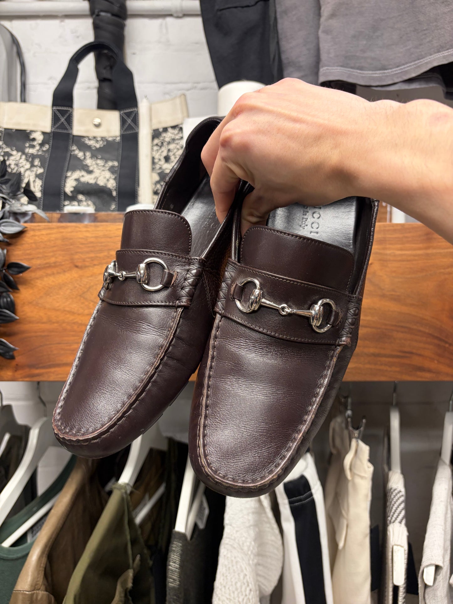 2000s Gucci Leather ‘Horsebit’ Brown Leather Driving Loafers