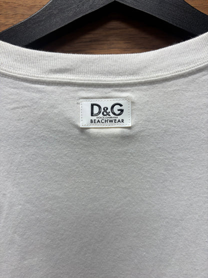 2000s Dolce & Gabbana ‘Beachwear’ White Graphic T-Shirt