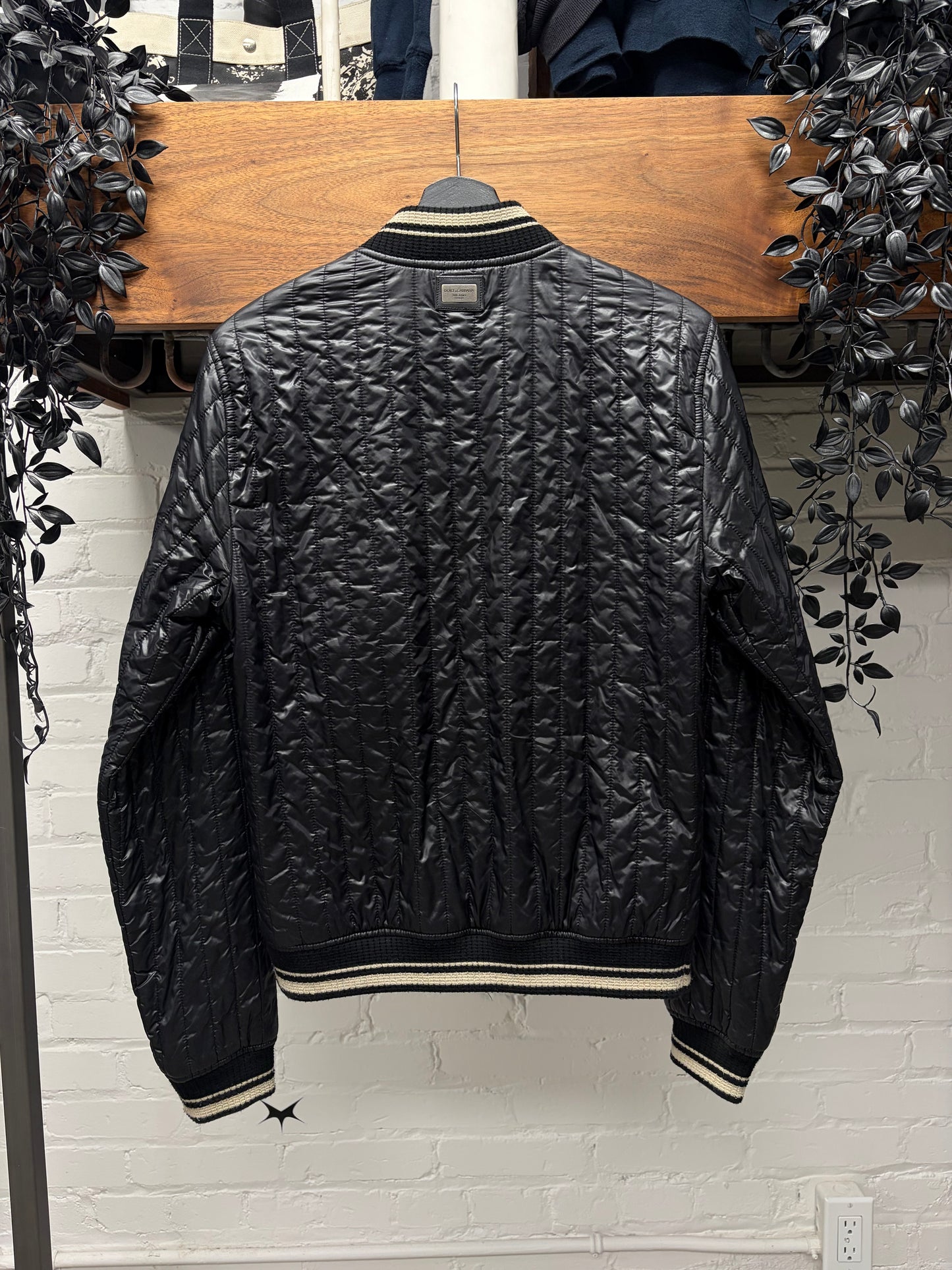 Dolce & Gabbana Quilted ‘Varsity’ Black Bomber Jacket