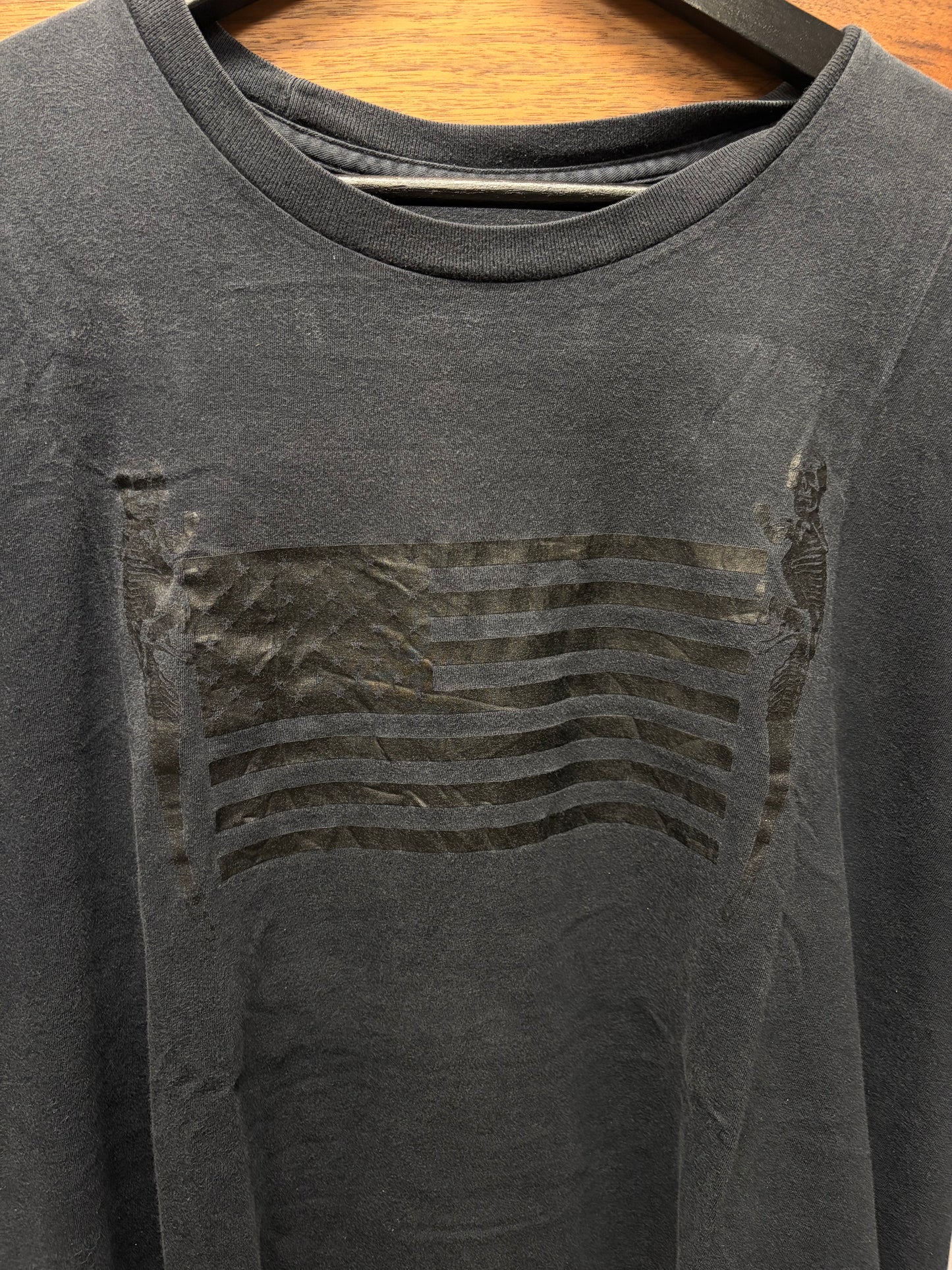 Vintage 90s Chrome Hearts ‘Jarvis Skull’ Flag Graphic Faded Black T-Shirt