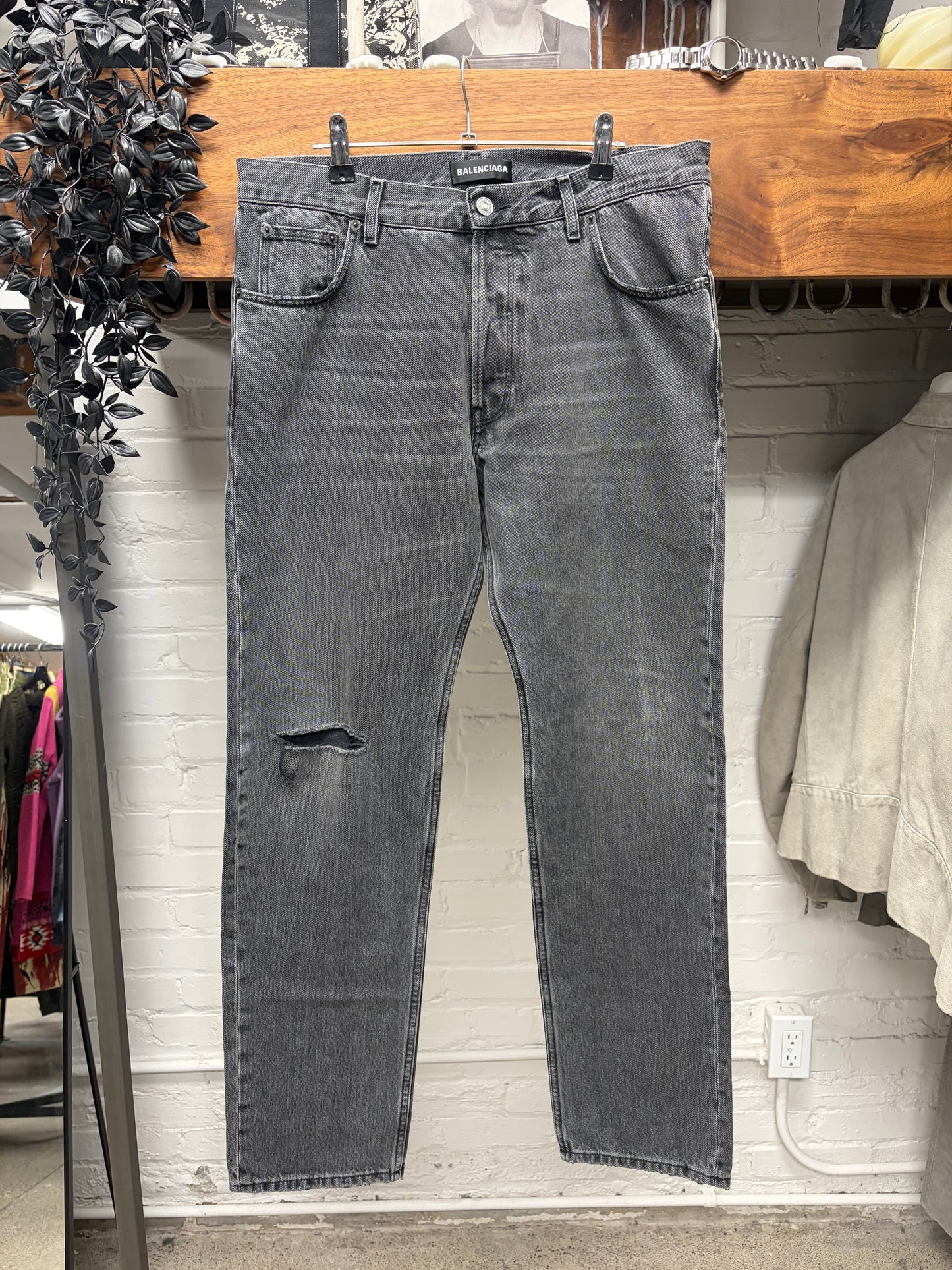 2018 Balenciaga Distressed Black Slim/Straight Cut Denim