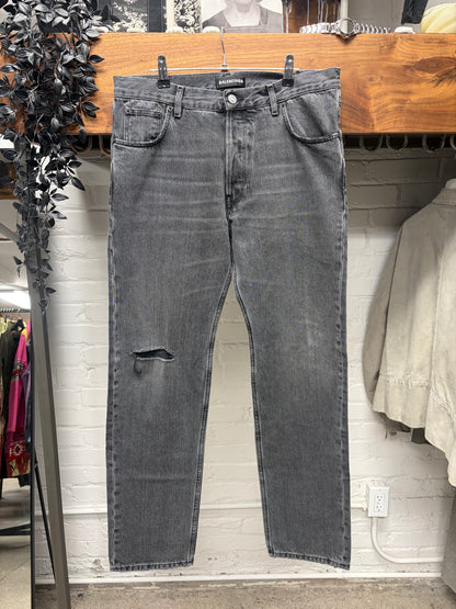 2018 Balenciaga Distressed Black Slim/Straight Cut Denim