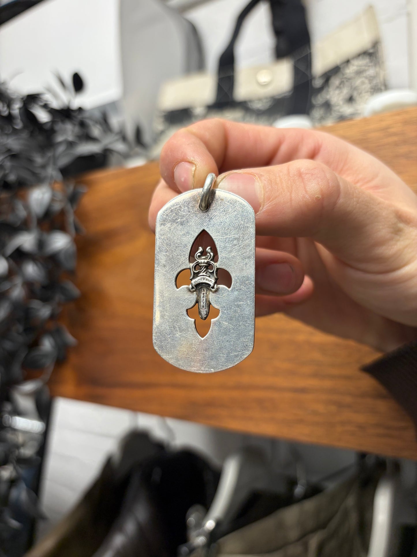 Chrome Hearts Dagger ‘Fleur Cutout’ 925 Silver Dogtag