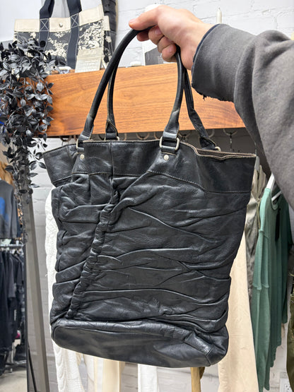 Junya Watanabe ‘Scrunched Leather’ Black Calfskin Tote Bag