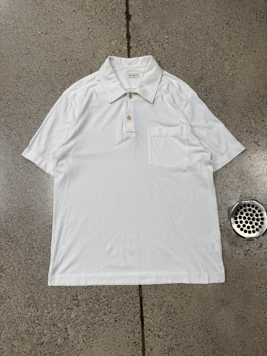 Dries Van Noten White ‘2 Button’ Cotton Collared Polo