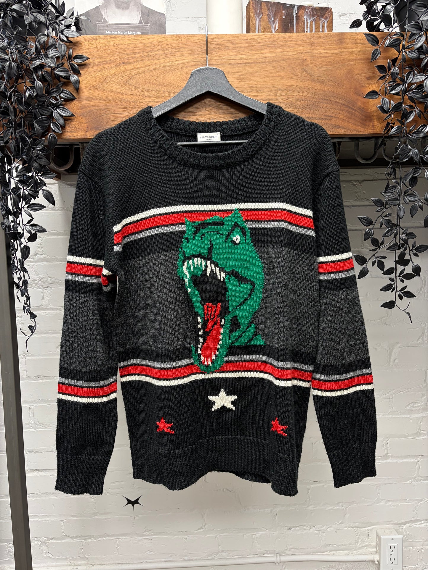 SS2016 Saint Laurent by Hedi Slimane ‘Surf Sound’ T-Rex Knit Sweater