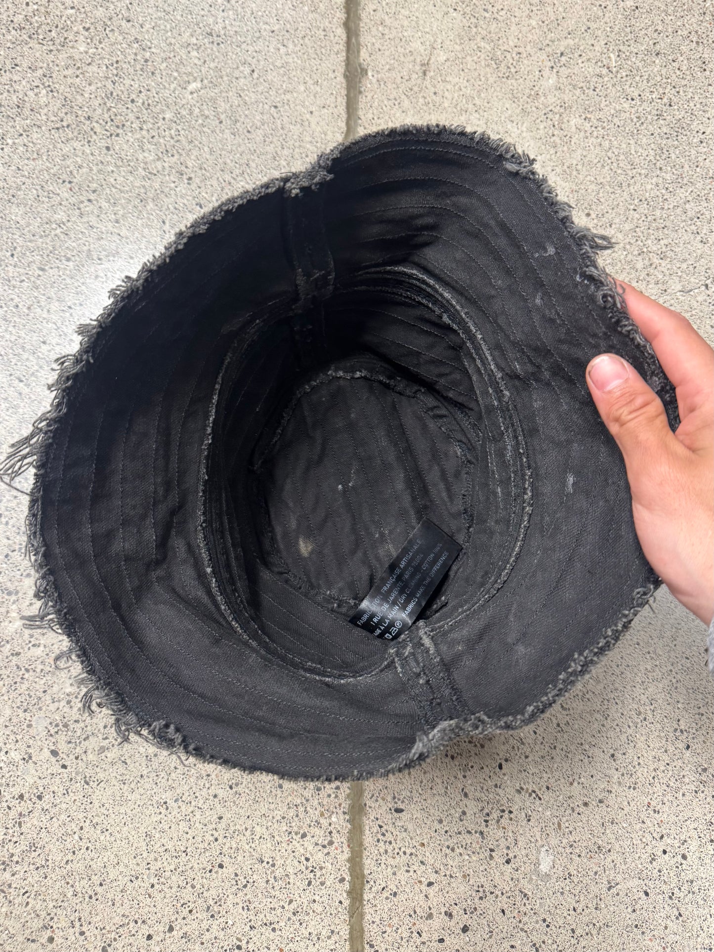 Paradoxe Paris Black Denim Distressed Bucket Hat