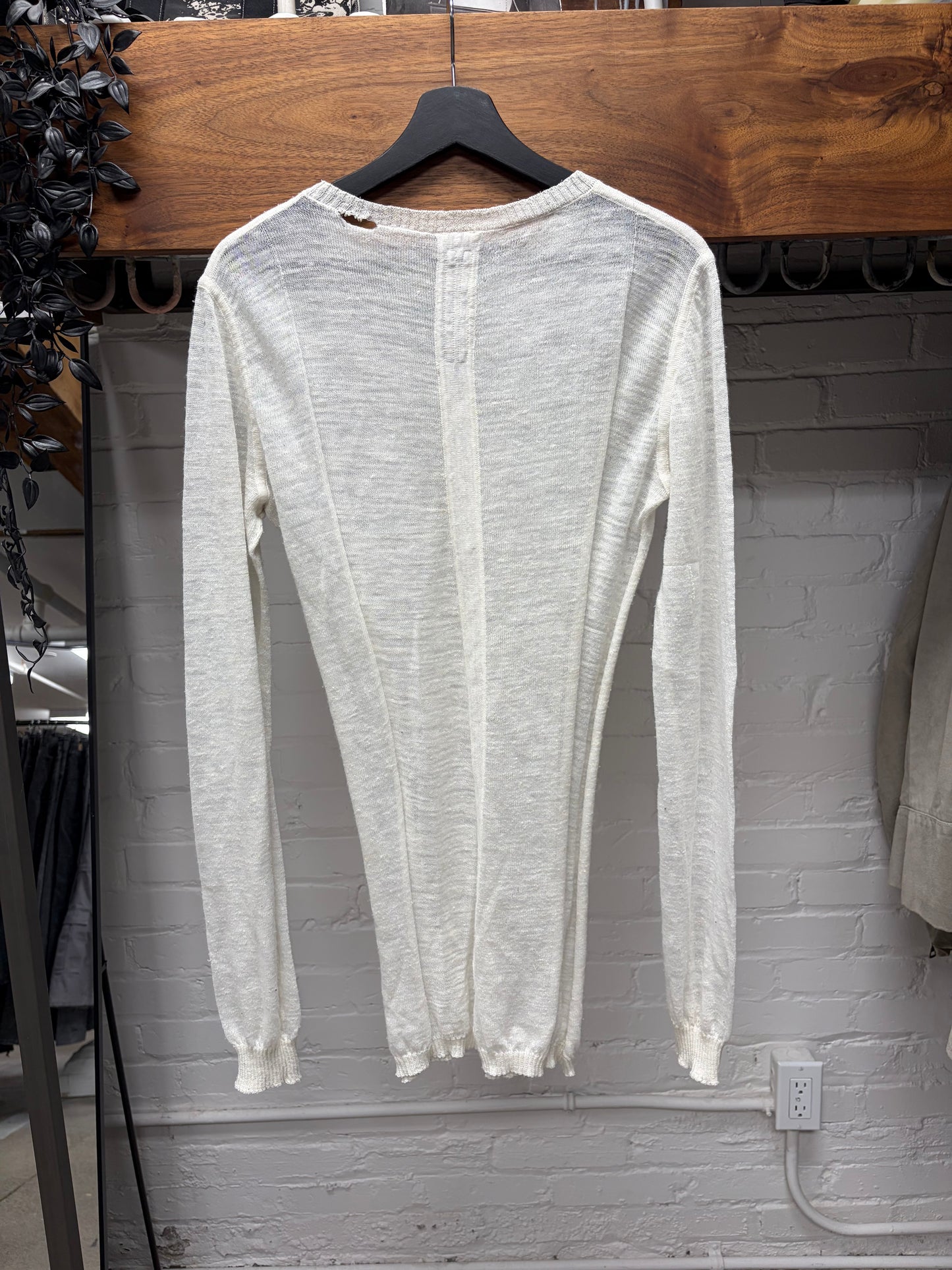 SS2016 Rick Owens ‘Cyclops’ Milk White Sheer Knit Sweater
