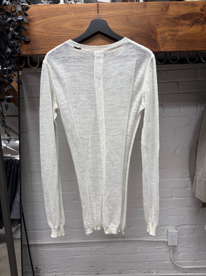 SS2016 Rick Owens ‘Cyclops’ Milk White Sheer Knit Sweater