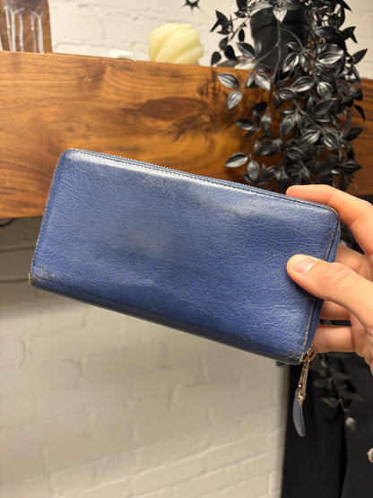 Balenciaga ‘Giant Continental’ Blue/Gold Hardware Leather Long Wallet