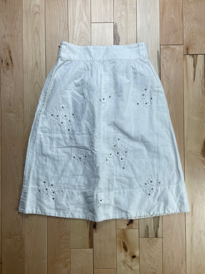 Dolce & Gabbana White Embroidered Floral Maxi Skirt
