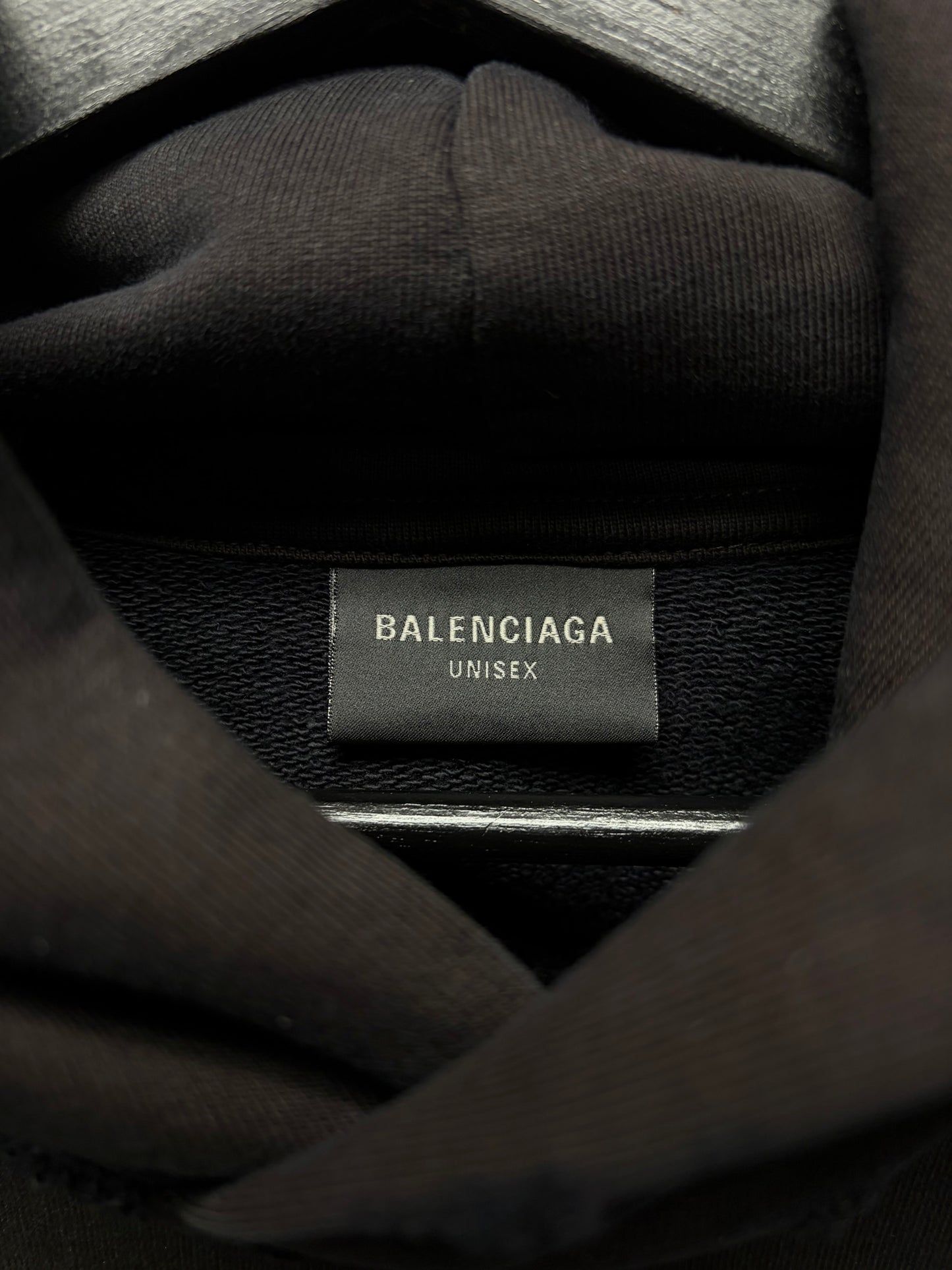 AW2024 Balenciaga ‘No Logo’ Distressed Black Pullover Hoodie