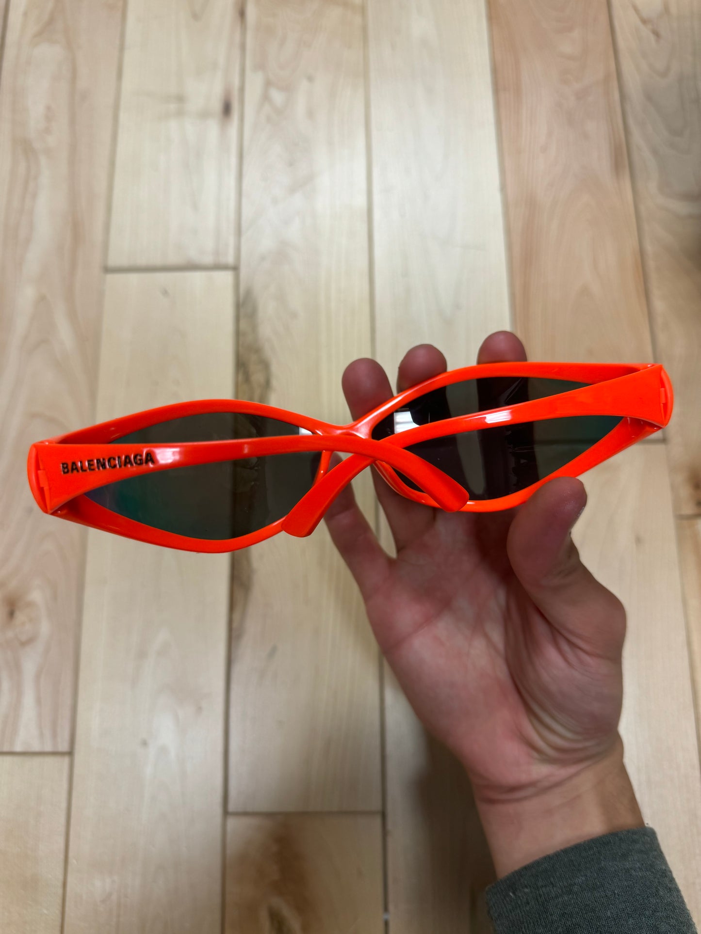 Balenciaga Xpander Orange Tinted Wraparound Sunglasses