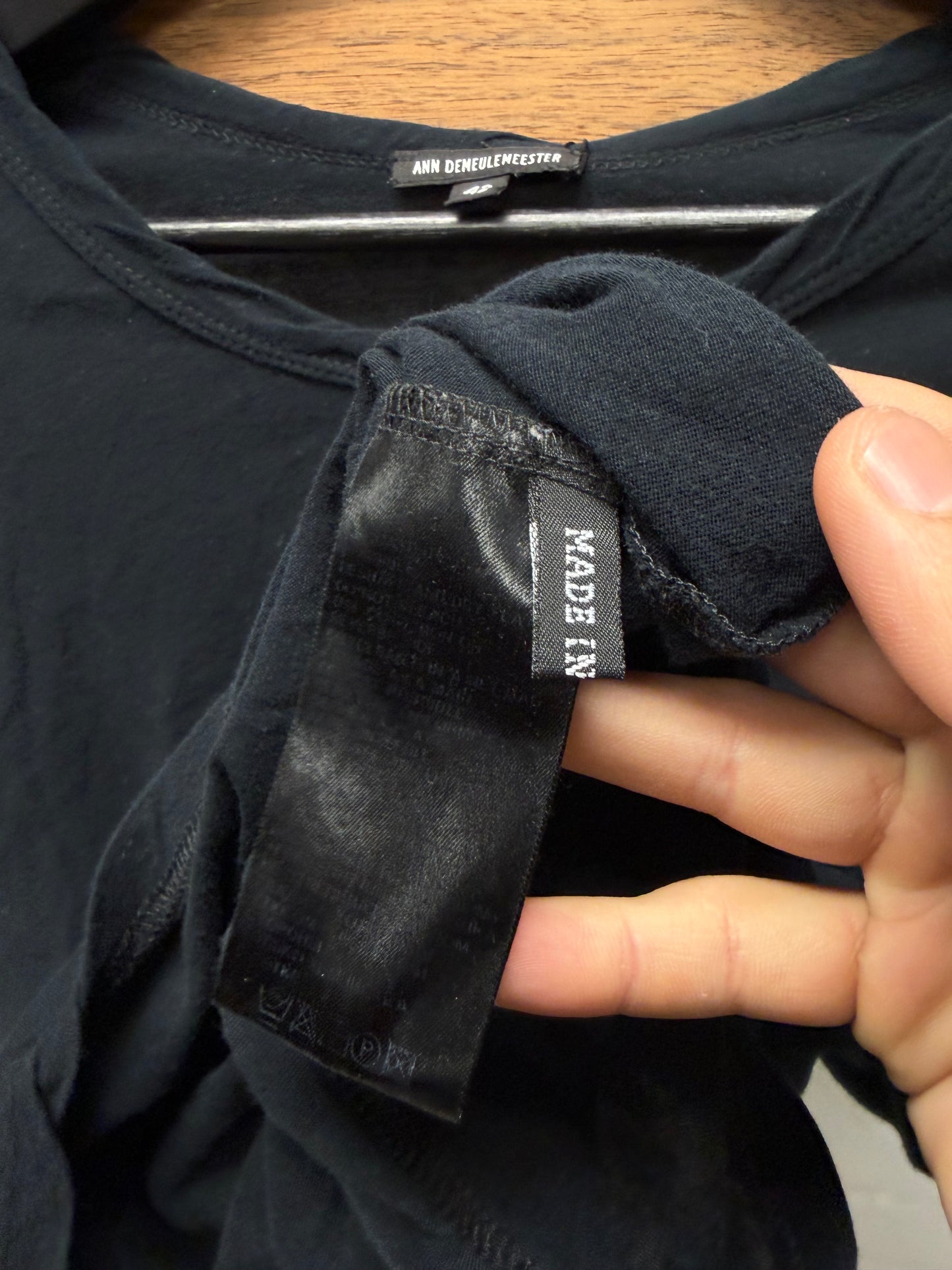 Ann Demeulemeester Black Semi-Sheer Cotton Long Sleeve Shirt