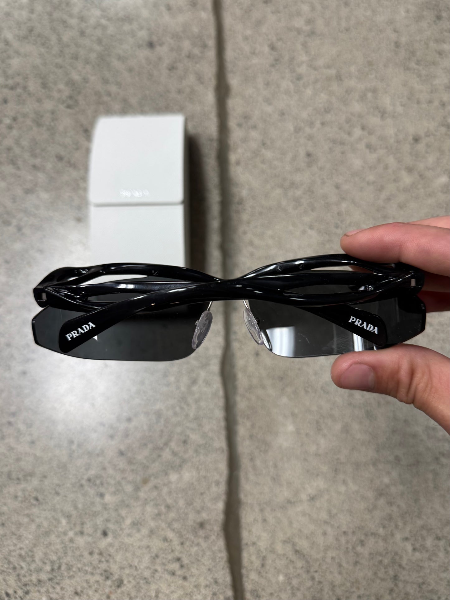 SS2024 Prada Futuristic Wire Frame Half Rim Sunglasses