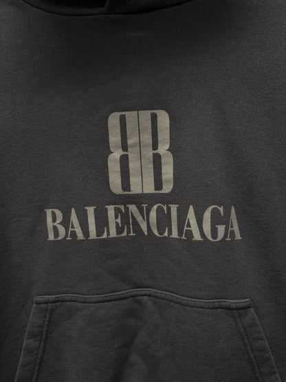 SS2026 Balenciaga ‘Nano BB’ Logo Black Pullover Hoodie