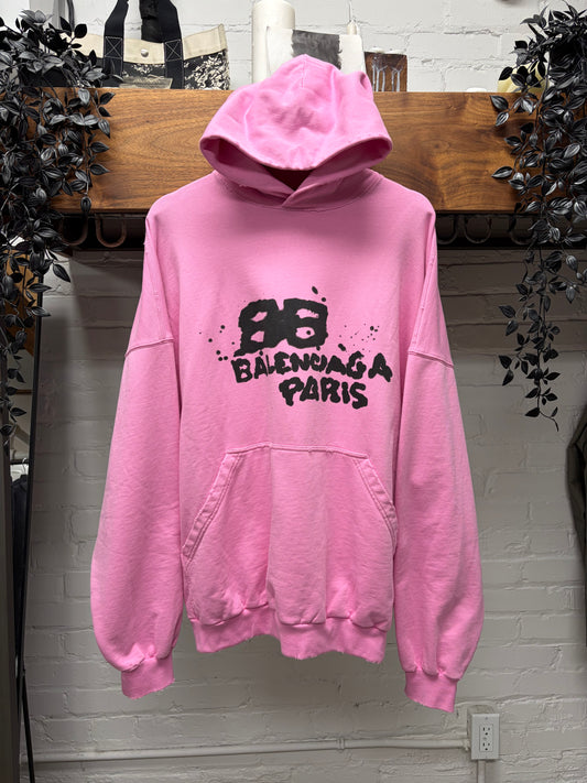 SS2023 Balenciaga ‘Splatter Logo’ Distressed Pink Pullover Hoodie