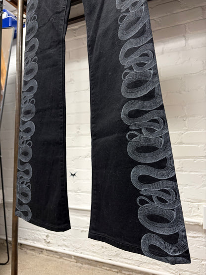 Hysteric Glamour Waxed ‘Snake Print’ Flared Denim