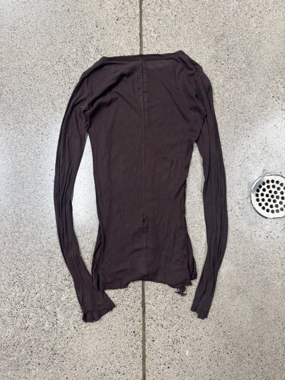 SS2022 Rick Owens ‘Fogachine’ Oxblood Sheer Layering Long Sleeve