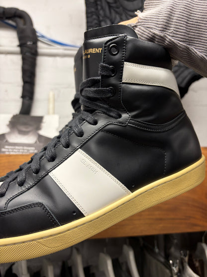 Saint Laurent ‘SL / 10H’ Black/White Leather Court High Top Sneakers