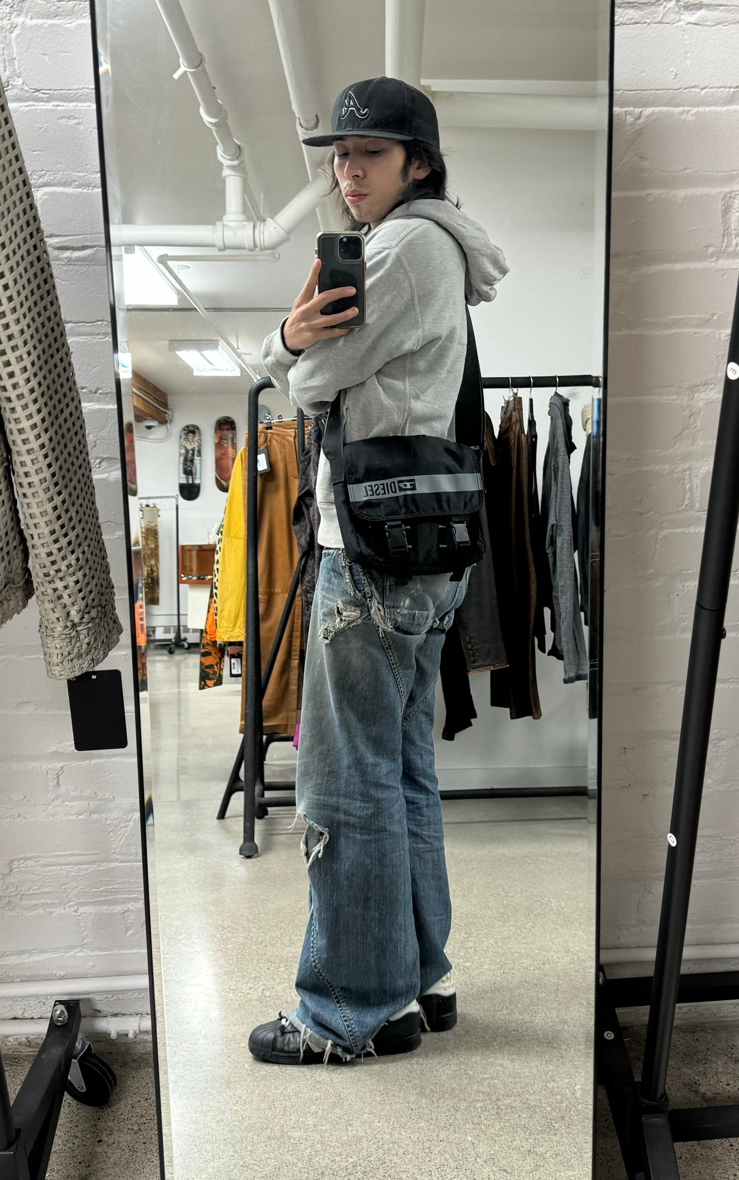 2000s Diesel ‘Small Parts’ Black Crossbody Sling Bag