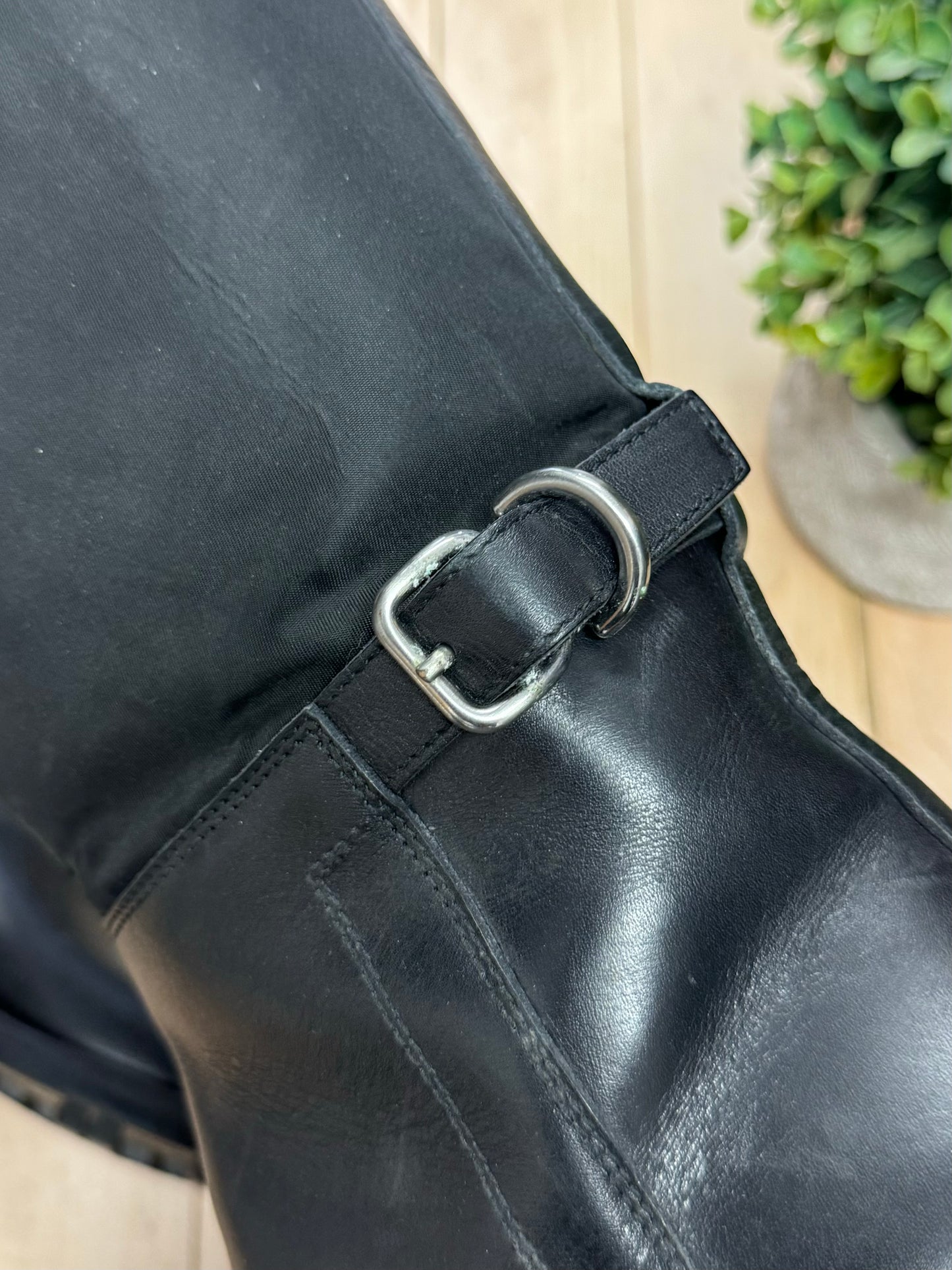 Prada Black Leather Engineer Boots