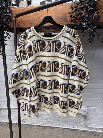 Vintage 1990s Christian Dior Patterned Knit Sweater