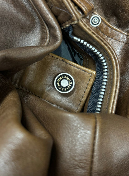 Vintage 1990s Jean Paul Gaultier Dark Brown Calfskin Leather Pants