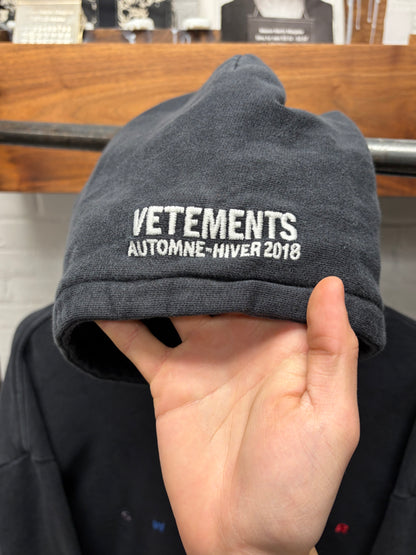 AW2018 Vetements ‘Friends’ Embroidered Logo Black Pullover Hoodie
