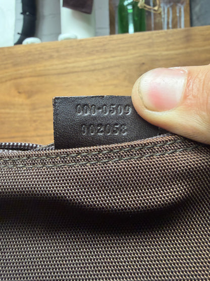 Gucci Brown Nylon Bamboo Handle Wood Mini Bag