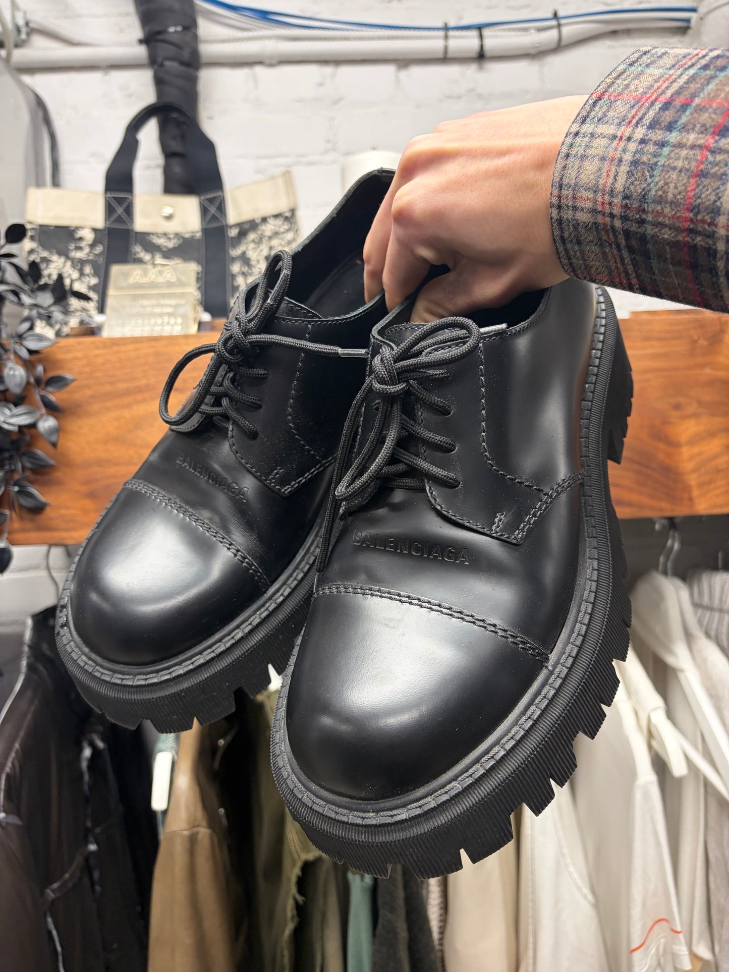 Balenciaga ‘Tractor’ Oversized Black Patent Leather Derbys