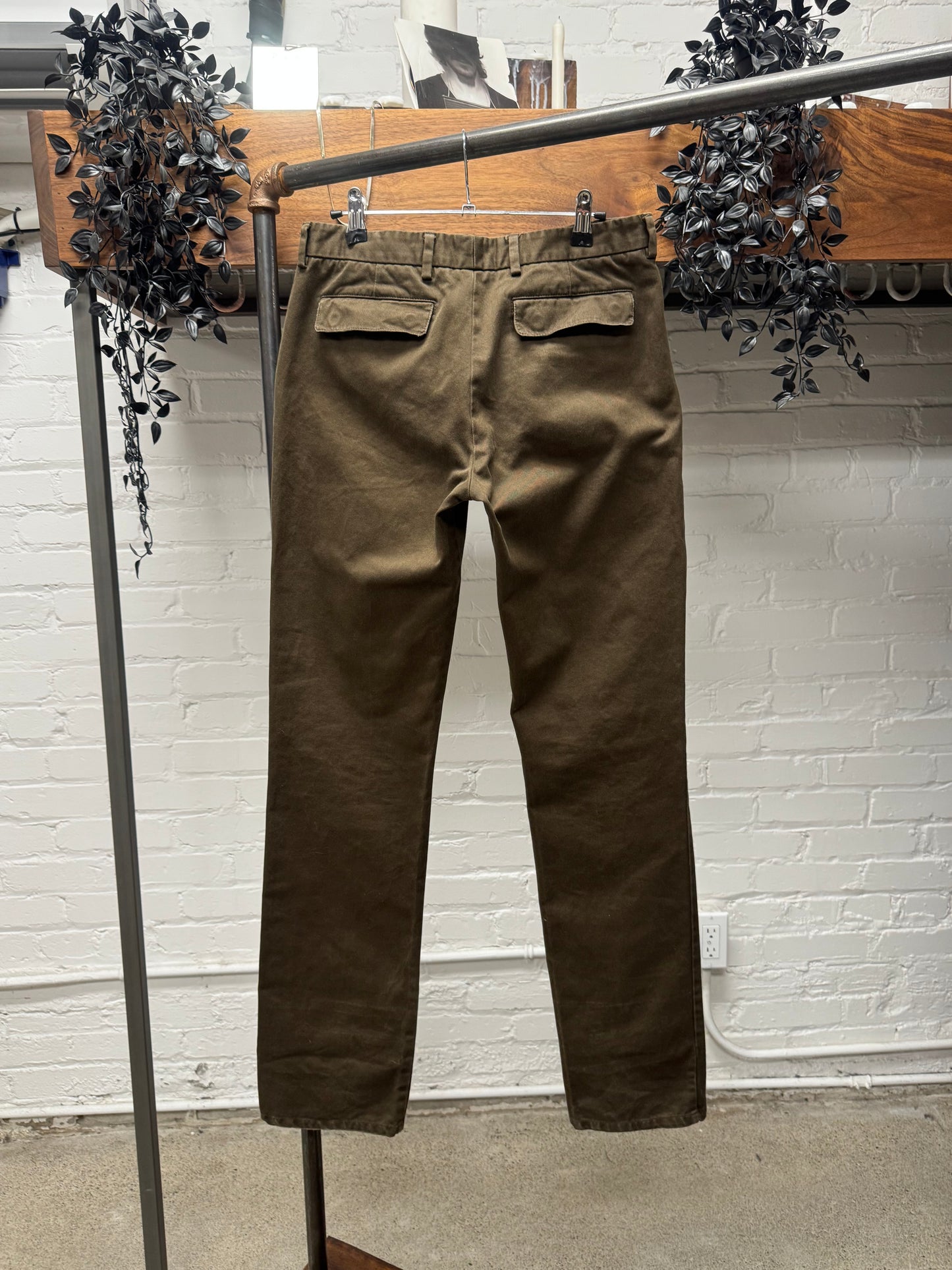 Dior Homme Brown Military Inspired Button Snap Skinny Denim