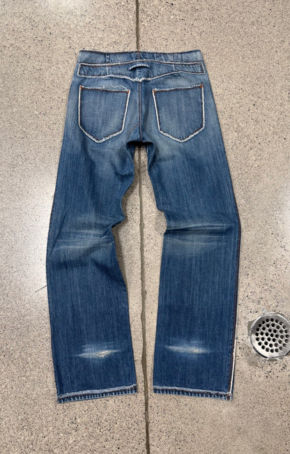 Vintage Jean Paul Gaultier ‘Raw Finish’ Blue Bootcut Flared Denim
