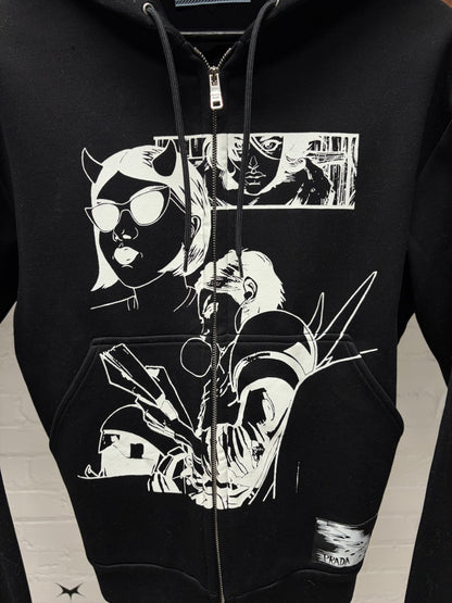 SS2018 Prada ‘Comic Strip’ Black/White Graphic Zip-Up Hoodie