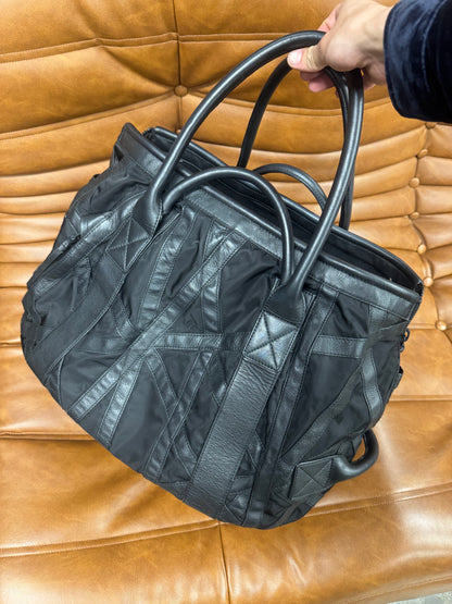2018 Issey Miyake Leather Accented Nylon Jumbo Shoulder Bag